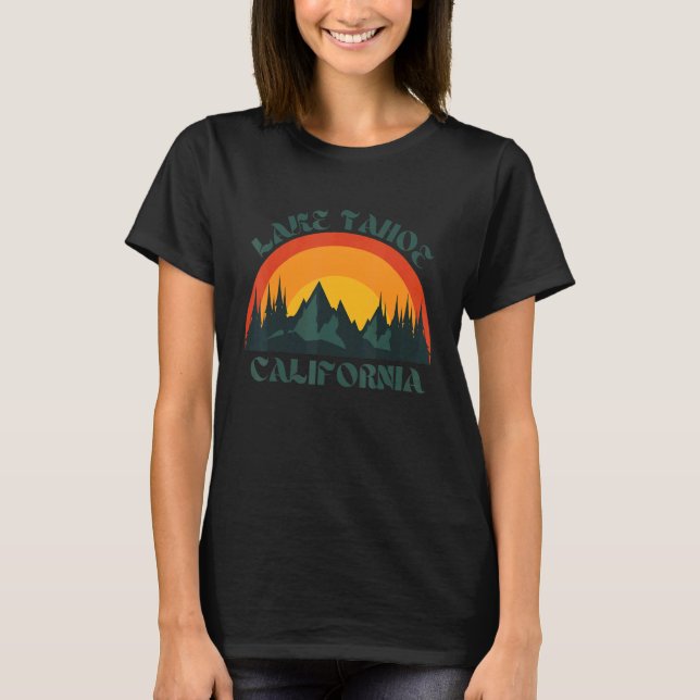Lake Tahoe California Camping Vacation Retro Vinta T-Shirt (Front)