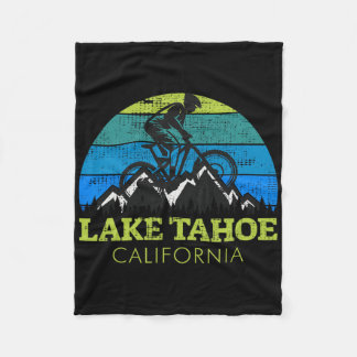 Lake Tahoe California Mountain Biking Mtb Vintage  Fleece Blanket