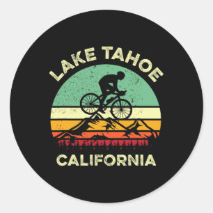 Lake Tahoe California Mountain Biking Retro Mounta Classic Round Sticker