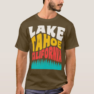 Lake Tahoe California Mountains Hiking Retro Typog T-Shirt