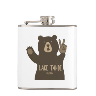 Lake Tahoe California Nevada Peace Bear Hip Flask