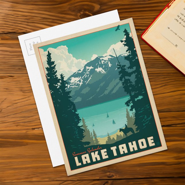 Lake Tahoe | California & Nevada Postcard (Card on table)