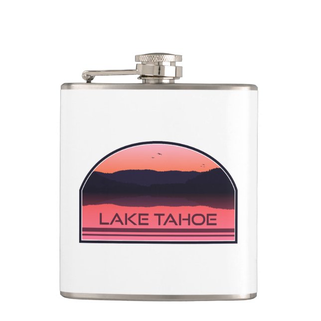 Lake Tahoe California Nevada Red Sunrise Hip Flask (Front)