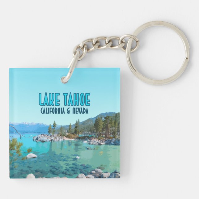 Lake Tahoe California Nevada Vintage Key Ring (Back)