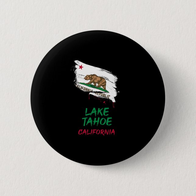 Lake Tahoe California Paint Splatter Flag Vacation 6 Cm Round Badge (Front)