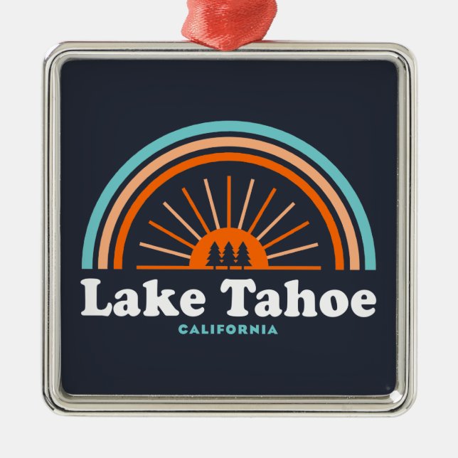 Lake Tahoe California Rainbow Metal Tree Decoration (Front)