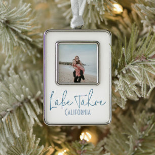 Lake Tahoe, California Travel Souvenir Silver Plated Framed Ornament