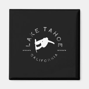 Lake Tahoe California Vintage Graphic Snowboard T Magnet