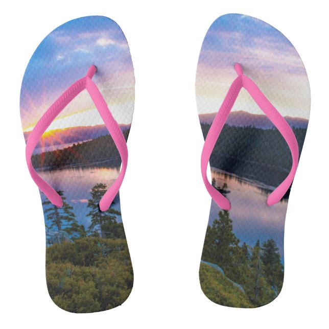 Lake Tahoe Emerald Bay Sunrise Flip Flop Sandals (Footbed)