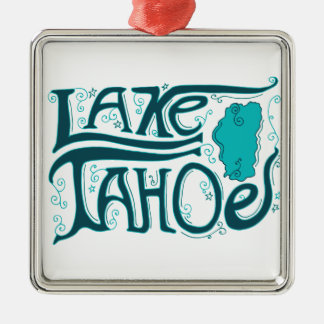 Lake Tahoe Hand Drawn Logo Metal Tree Decoration