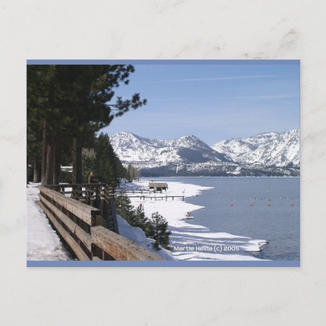 Lake Tahoe in Snow | Blue Beach Song™ Postcard (Front)