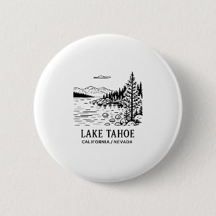Lake Tahoe Line Drawing California Nevada Nature S 6 Cm Round Badge