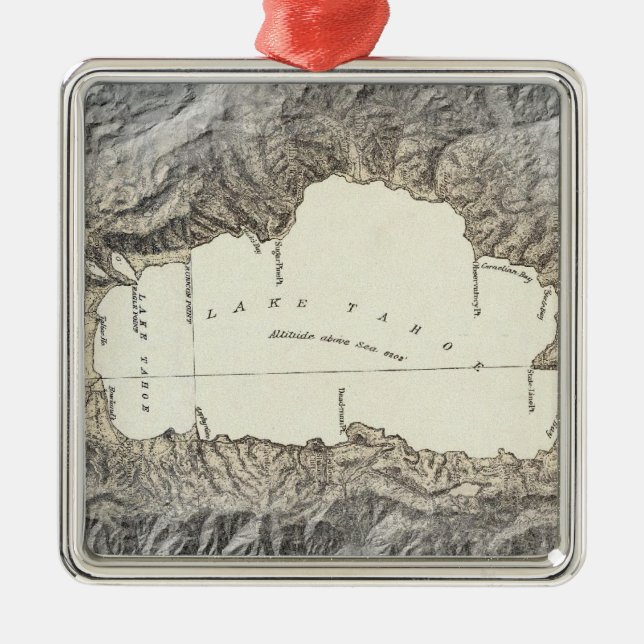 Lake Tahoe map Metal Tree Decoration (Front)