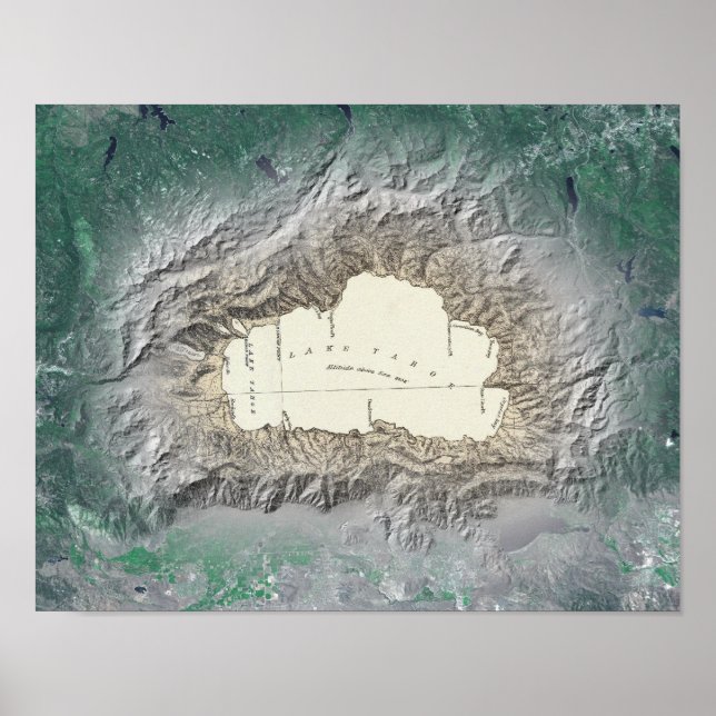 Lake Tahoe map Poster (Front)