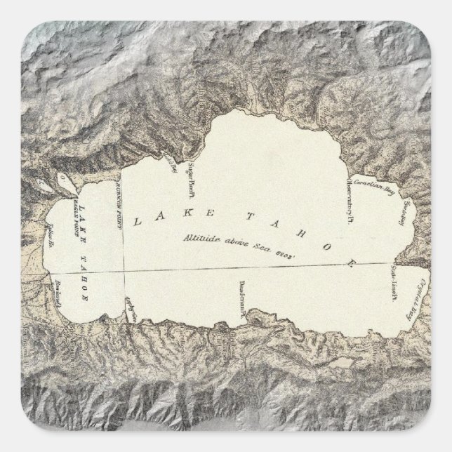 Lake Tahoe map Square Sticker (Front)