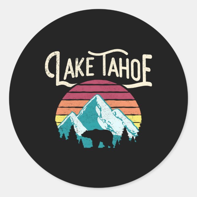 Lake Tahoe Mountain Bear Swea Classic Round Sticker (Front)