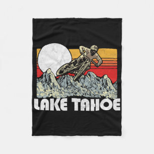 Lake Tahoe Mountain Biking Vintage Retro 80s Vibe Fleece Blanket