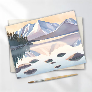 Lake Tahoe Mountains   Watercolor Landscape Postcard