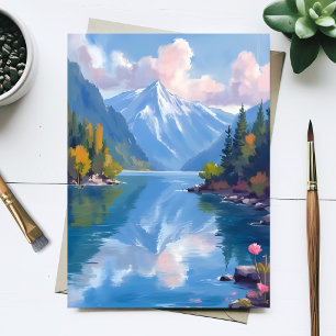 Lake Tahoe Mountains Watercolor Nature Painting Postcard