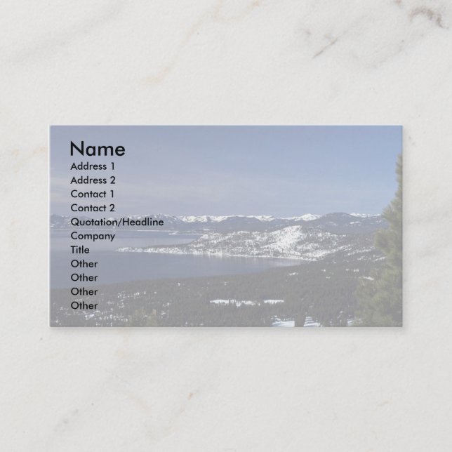 Lake Tahoe, Nevada Business Card (Front)