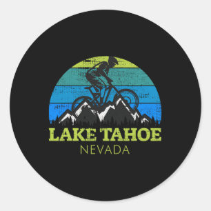 Lake Tahoe Nevada Mountain Biking Mtb Vintage Souv Classic Round Sticker