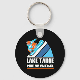 Lake Tahoe Nevada - Vintage Snowboarder  Key Ring