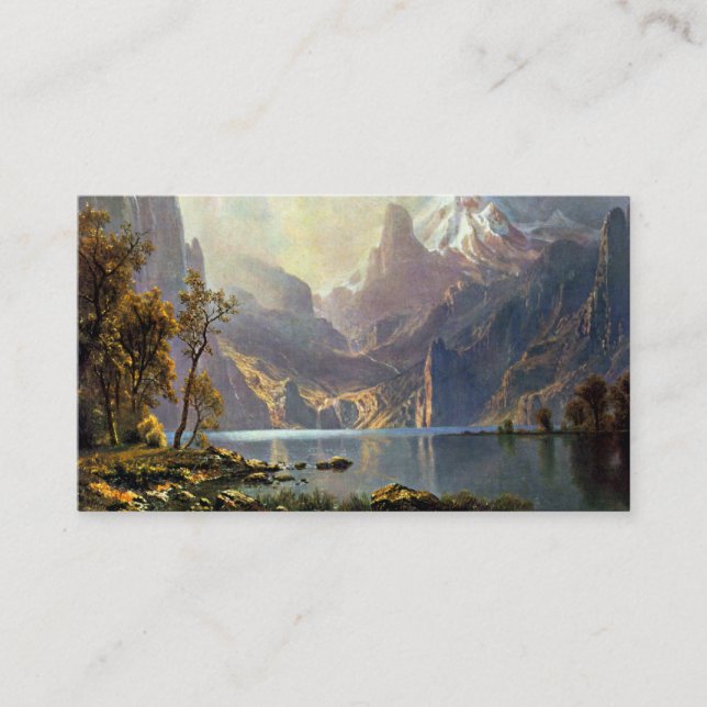 Lake Tahoe painting Nevada art by Albert Bierstadt Business Card (Front)