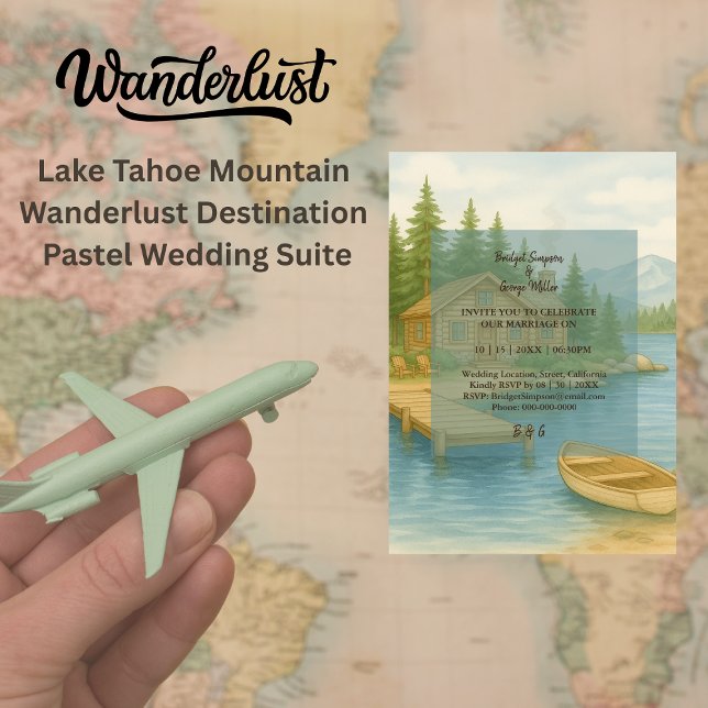 Lake Tahoe Rustic Mountain Destination Wedding Invitation (Creator Uploaded)