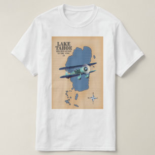 Lake Tahoe Sierra Nevada California Nevada USA map T-Shirt