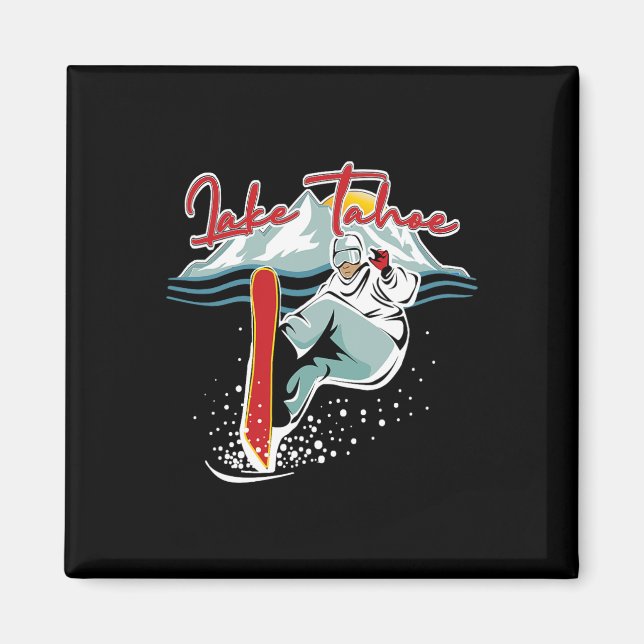 Lake Tahoe Sierra Nevada California Snowboarding S Magnet (Front)