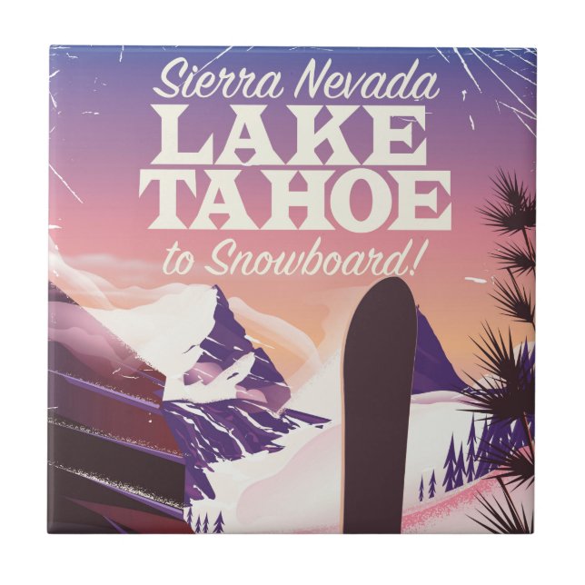 Lake Tahoe Sierra Nevada USA Snowboarding poster Tile (Front)