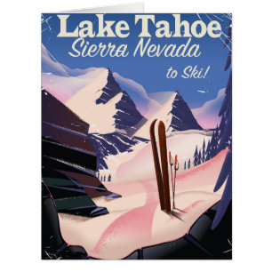 Lake Tahoe sierra nevada vintage ski poster