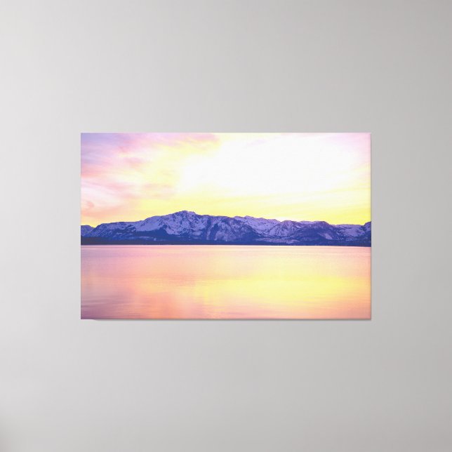 Lake Tahoe Sunset Wall Art, 60x38 Large Canvas (Front)
