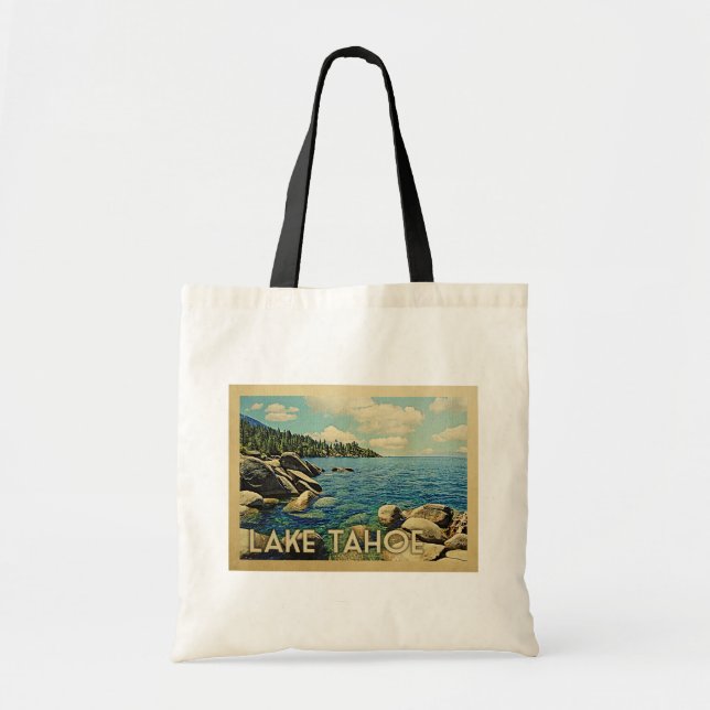 Lake Tahoe Tote Bag Vintage Travel (Front)