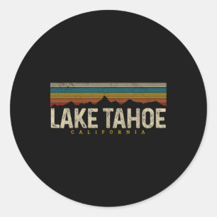 Lake Tahoe Vintage Mountains Hiking Camping Retro  Classic Round Sticker