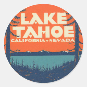 Lake Tahoe Vintage Travel Decal Design Classic Round Sticker