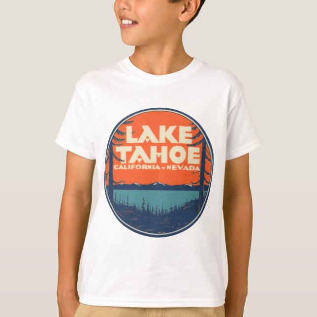 Lake Tahoe Vintage Travel Decal Design T-Shirt (Front)