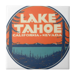 Lake Tahoe Vintage Travel Decal Design Tile