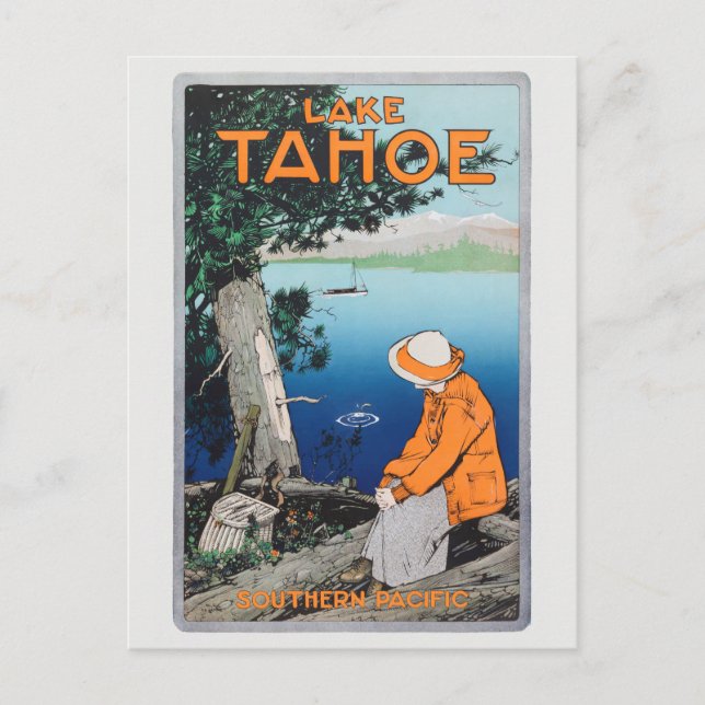 Lake Tahoe Vintage Travel Poster 1923 Postcard (Front)