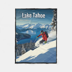 Lake Tahoe Winter Skiing Adventure Fleece Blanket