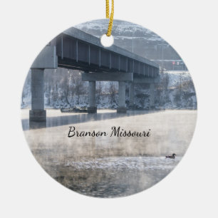 Lake Taneycomo Foggy Winter Fishing Ornament