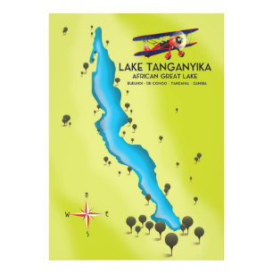 Lake Tanganyika African Great lake map Photo Print