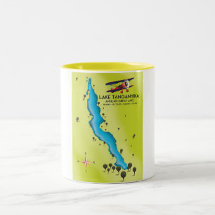 Lake Tanganyika African Great lake map Two-Tone Coffee Mug