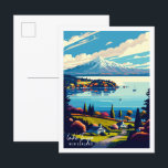 Lake Taupo New Zealand vintage travel illustration Postcard<br><div class="desc">Lake Taupo New Zealand vintage travel place illustration</div>