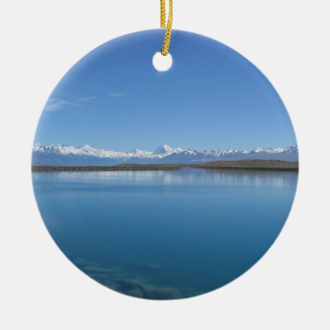 Lake Tekapo, New Zealand Ceramic Tree Decoration (Front)