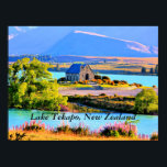 Lake Tekapo, New Zealand Poster<br><div class="desc">Scenic photograph of Lake Tekapo,  a small town in South Island,  New Zealand</div>