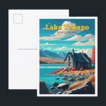Lake Tekapo New Zealand Travel Art Vintage Postcard<br><div class="desc">Lake Tekapo New Zealand Travel Art Vintage Illustrationn</div>