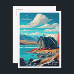 Lake Tekapo New Zealand vintage travel Postcard<br><div class="desc">Lake Tekapo New Zealand vintage travel place illustration</div>