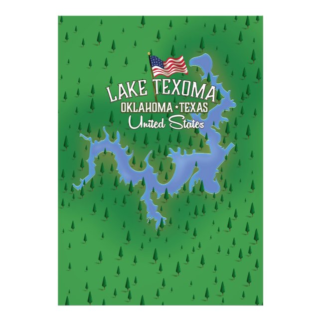 Lake Texoma USA map. Photo Print (Front)