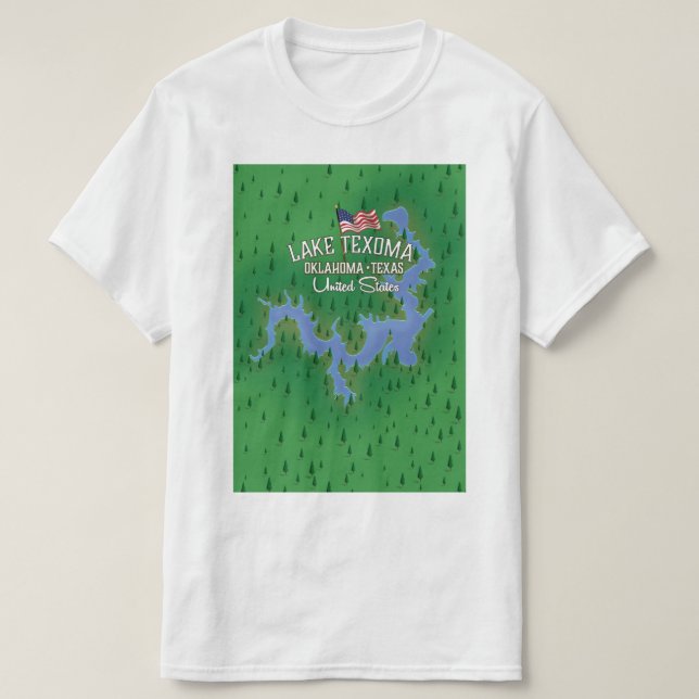 Lake Texoma USA map. T-Shirt (Design Front)
